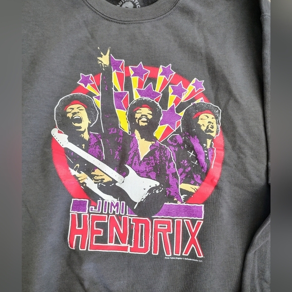 Jimi Hendrix Crewneck sweatshirt graphic band tee charcoal gray vintage … - Picture 5 of 5